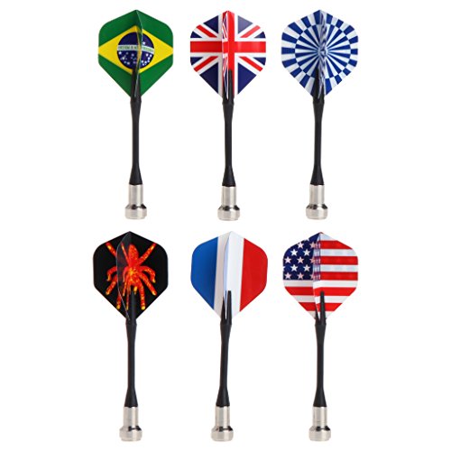 FXCO 6 stücke Magnetische Darts Kopf Dartflys Dartpfeile Bullseye Ziel Spiel Kind Sicherheit Nationalflagge Magnetische Dart Super Saug
