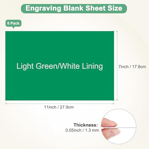 Image of M METERXITY 6-Pack Engraving Blank Materials Double Color 7x11 Inch, 1.3mm Thick ABS Plastic Sheet Yard Signs Name Plate for Door /Office /Home /Conference /Hotel /DIY Carving[Light Green /White]