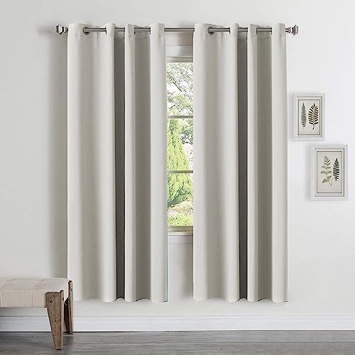 Turquoize Room Darkening Curtains for Bedroom Curtains 72 Inch Length Solid Grommet Top Window Treatment Blackout Curtains for Nursery & Infant Care Drapes, 2 Panels, 52 x 72 Inch, Cream Beige