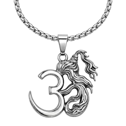 Image of THE MEN THING - Sanatan Divine Symbols Oxidised Pendant Necklace with 24inch Round Box Chain for Men & Boys