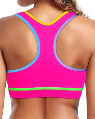 Image of Holipick Women's Sports Bra Bikini Tops Racerback Swim Top Scoop Neck Bathing Suits Top Modest Padded Crop Tops Swimsuit Only