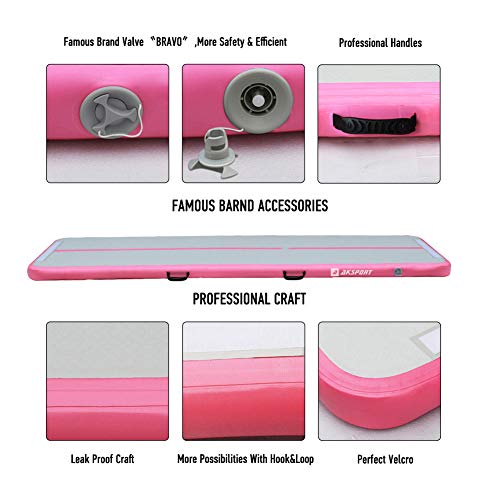Air Mat Tumble Track 10Ft 13Ft 16Ft 20Ft Gymnastics Tumbling Mat Inflatable Tumble Track With Electric Air Pump For Home Use/Tumble/Gym/Training/Cheerleading (Pink++, 10X3.28X0.33Ft) #TOP2