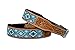 Affilare Leather Dog Collar Western Style Heavy Duty Hand Tooled Adjustable Beaded and Padded Soft for Puppies and Big Dogs 10AB020, Blue White Black Tan, Small (Middle Notch at 15')