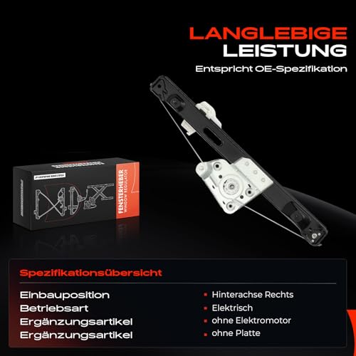 Frankberg Fensterheber Hinten Rechts Kompatibel mit 3er E90 E91 316 318 320 325 330 335 Limousine Kombi 2004-2012 51357140590