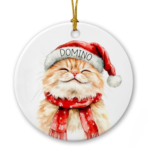 2025 Persian Cat Ceramic Christmas Ornament with Name