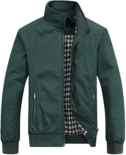 PERDONTOO Men's Slim Fit Lightweight Softshell Flight Bomber Jacket Coat (Small, Green)