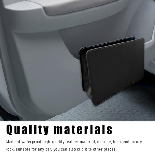 Image of Car Trash Can, Leather Foldable Seat Back Hanging Vehicle Wastebasket, Mini Multifunctional Automobile Organizer with One Roll Trash Bag, Universal Car Accessories (Black)