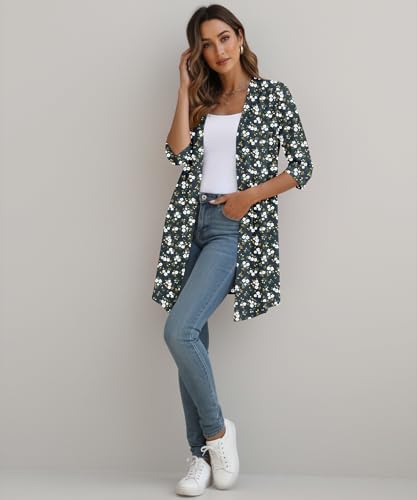 Image of YSYOKOW Lightweight Cardigans for Women 3 /4 Sleeve Long Open Front | Cardigan sweaters for women lightweight, summer cardigans for women lightweight, long cardigans for women trendy, dressy