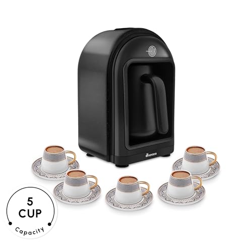 KARACA Hatır Turkish Coffee Maker, 5 Cups Electric Turkish Coffee Machine with Ember Mode, Automatic Temperature Control, Overflow Protection, Audible & Visual Alerts, Shiny Black by KARACA - Image 6