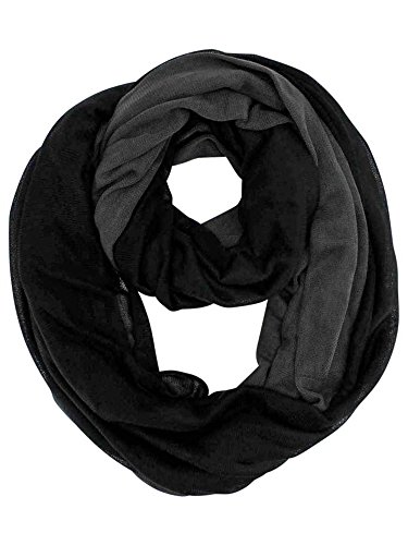 Luxury Divas Black & Grey Two-Tone Jersey Knit Infinity Scarf