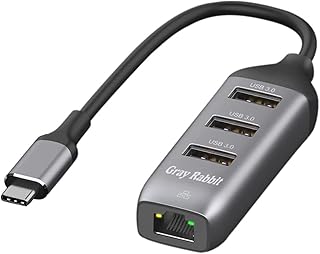 USB C to Ethernet Adapter,USB C to RJ45 10/100/1000 Gigabit Ethernet, USB C to USB 3.0 HUB, Compatible with MacBook Pro, iPad, MacBook/Air, iPad Air, XPS 15/13, Surface,Android (3*USB3.0+Ethernet)