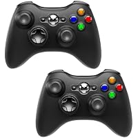 SWCTIM 2 Pack Wireless Controller for Xbox 360, 2.4GHZ Game Joystick Controller Gamepad for Xbox 360 & Slim Console and PC Windows 7/8/10,No Audio Jack,Black