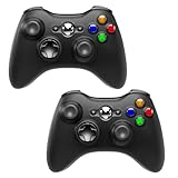 SWCTIM 2 Pack Wireless Controller for Xbox 360, 2.4GHZ Game Joystick Controller Gamepad for Xbox 360 & Slim Console and PC Windows 7/8/10,No Audio Jack,Black