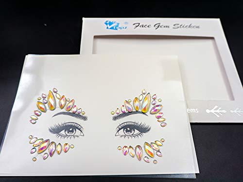 Miniatura 5 de Joyas faciales para mujer, gemas autoadhesivas de Halloween, tatuaje temporal fluorescente, joyas de cara y cuerpo para festivales de música, fiesta