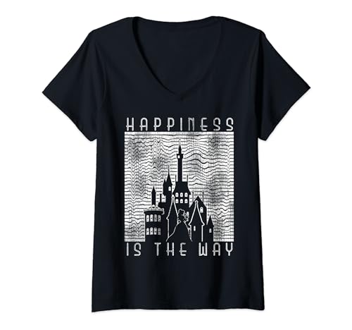 T-shirt col V Disney cadeau idéal femme motif château de la Belle et la Bête