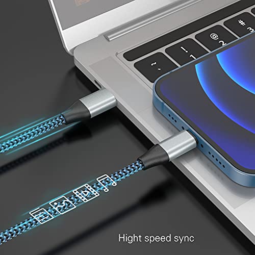 Sundix USB C to Lightning Cable, 9.2FT 2Pack 20W MFi Certified iPhone Fast Charger Sync Nylon Braided Type C Charging Cord Compatible with iPhone 14/14Plus/13/13Mini/13ProMax/12/12Pro Max/11/11Pro/XS