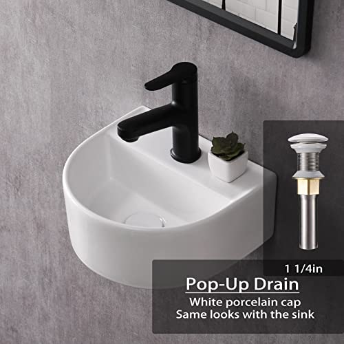 Pakroman Wall Mounted Vessel Sink Countertop U-Shape Bathroom Vessel Sink Modern Small Bathroom Sink 12"X11" Porcelain Ceramic White Corner Sink Vessel Sink Vanity With Pop Up Drain, Soap Dish #TOP5