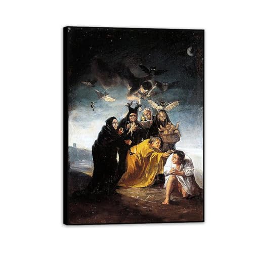 Toile Francisco Goya Sorcières tableau décoration murale 42x30