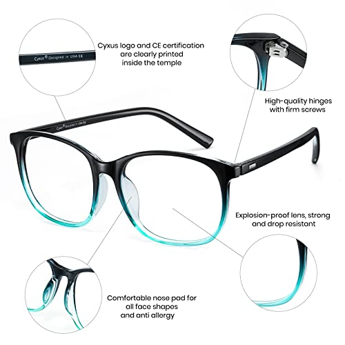 Image of Cyxus Blue Light Blocking Glasses Women Men Computer Gaming Square Glasses UV400 Protection Anti Eyestrain T32