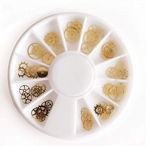 Dnhcll Ultra-Thin 3D Punk Time Gears Nail Studs Nail Art Decorations Alloy Manicure Decoration,12 Wheel(Approx.100 Count) #TOP4