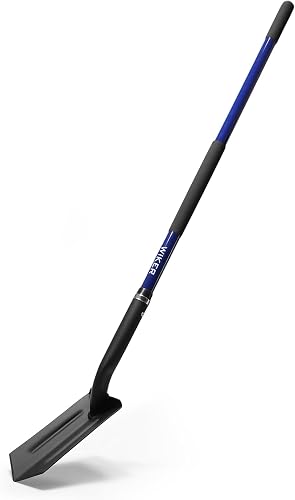 WIKER 4-Inch Trench Shovel for Digging, Narrow Trenching Spade with Fiberglass Handle, Heavy Duty Garden Shovel for Irrigation, Cable Laying, Edging, 56-Inch