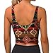 Women Girls Summer U-Shaped Back Sports Bras Elastic Ethnic Aztec Indiana Western Southwest Retro Vintage Pattern Athletic Tops with Pads Quick Dry Sportswear for Workout Training