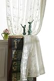 eTRY French Country Victorian Damask Floral Embroidered White Sheer Curtain for Living Room Bedroom