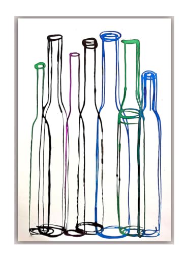 Lámina Original 'Serie Botellas' Nº 1 – Pintura con Anilinas sobre Papel Cartón – 32 x 45 cm – Arte Moderno y Minimalista para Decoración de Interiores