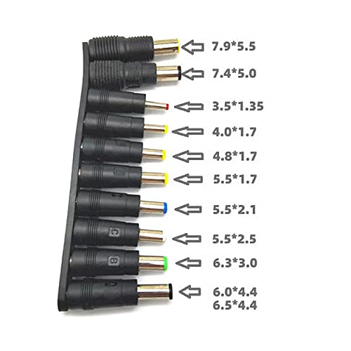 IRYNA DC Barrel Jack Adapter 10Pcs Universal DC Tip Set, 5.5 x 2.1mm, Compatible with HP, Dell, Lenovo, Toshiba, Sony Laptops