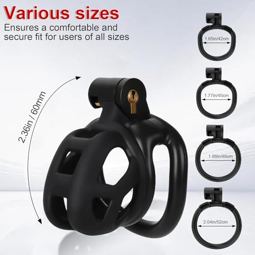 Image of BDSM, Sex Toys Male Chastity Cage with Elastic Belt & Invisible Lock - 4 Rings Lightweight Comfort Fit Design for Long Term Wear, Secure Bondage Device (XS-60mm) - Breathable Large Penis Cage for Men