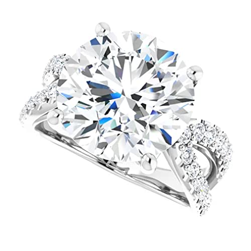 JEWELERYIUM 6 CT Round Cut Colorless Moissanite Engagement Ring, Wedding/Bridal Ring Set, Solitaire Halo Style, Solid Sterling Silver Vintage Antique Anniversary Promise Ring Gift for Her