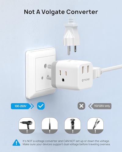 Trond PRIME NANO - TYPE D India To Us Plug Adapter - Us To India Travel Plug Adapter thumb #5