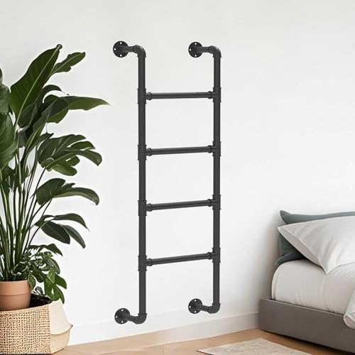 Échelle murale noire pour grenier, escalier industriel en fer forgé, gain de place, accès au grenier, dortoir, bibliothèque et sous-sol (100,1 cm)