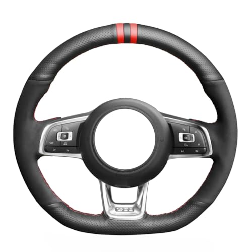 MEWANT Steering Wheel Cover for Volkswagen VW Golf 7 GTI, Polo GTI, Arteon, Tiguan, Touran, T-ROC (R-Line), Jetta (GLI), Passat, Passat Variant