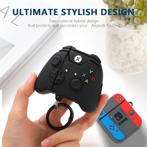 Image of [2Pack] Gedicht for Airpods 2nd Generation Case, Cute AirPods 1st Generation Cartoon Case,Unique Design Funny Fun Kawaii 3D Cartoon Characters Silicone AirPods 1&2 Case for Men Women,Games Console
