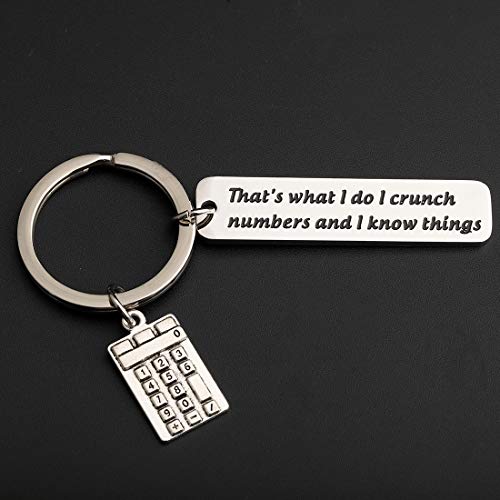 HOLLP Accountant Gift Calculator Charm Keychain That's What I Do I Crunch Numbers and I know Things Keychain3