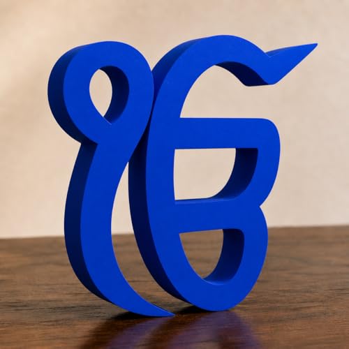 Image of Mad Masters Ik Onkar Spiritual Desk Decor - Aesthetic Table, Shelf & Wall Showpiece for Home, Mandir, Office, Business | Vastu Friendly Gifting, Royal Blue (15.2 x 15.2 x 2.5 cm)