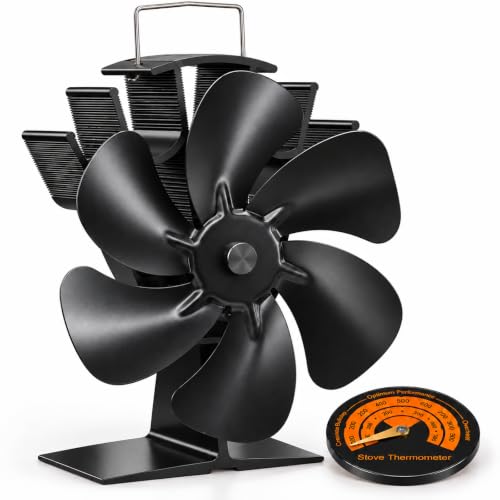 Kaminventilator, Ofenventilator ohne strom, Leiser Kamin Ventilator kaminlüfter mit 4 Blättern, für Holz/Brennholz/Feuerstelle/Ofenrohr, Wärmeverteiler Lüfter für Kaminöfen Holzöfen Öfen