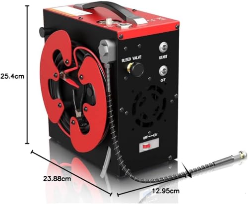 GX PUMP GX-E-CS3 PCP Air Compressor, Auto-Stop,Oil-Free, Built-in Water-Oil Separator Filter, Powered by Car 12V DC or Home 110V AC w/Converter,4500Psi/30Mpa,Paintball Air Compressor Pump