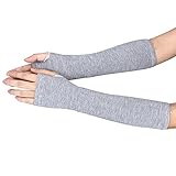 IEason Gloves, Winter Wrist Arm Hand Warmer Knitted Long Fingerless Gloves Mitten (Gray)