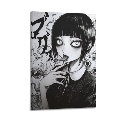 ZIEYDBEYDF Póster de niña de anime espeluznante, póster decorativo de lienzo para pared e impresión artística moderna para decoración de dormitorio familiar, 30 x 45 cm