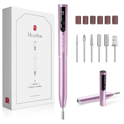 MelodySusie Nagelfräser Kabellos Elektrische Nagelfeile Fräser für Gelnägel Acrylnägel PC100GR Nail Drill 20000 U/Min Verstellbarer Geschwindigkeit Maniküre Pediküre Set (Roségold)