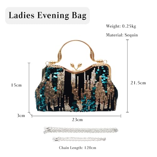 Image of CORIOS Vintage 1920s Evening Bag for Women Velvet Clutch Bag Sparkly Sequin Handbag Bridal Wedding Purse