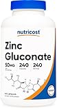 Nutricost Zinc Gluconate 240 Vegetarian Capsules (50mg) - Gluten Free and Non-GMO