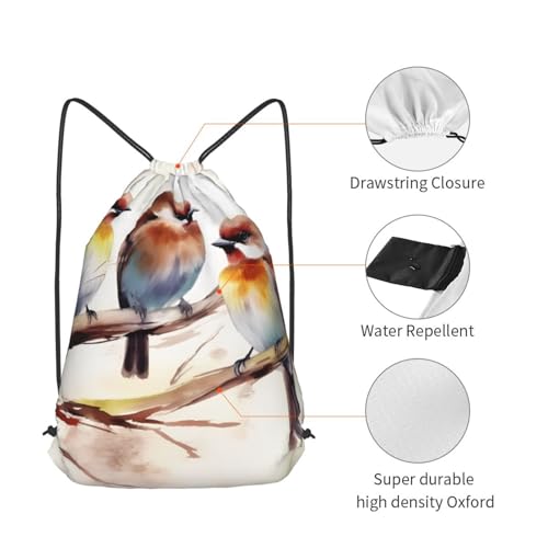 Drawstring Bag for Women Lightweight Sports Gym Bag Birds Resting on Tree Branch Soccer Backpack for Travel4