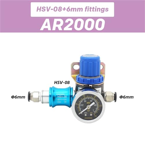 Régulateur de pression AR2000 mini avec raccord HSV-08 6mm et manomètre