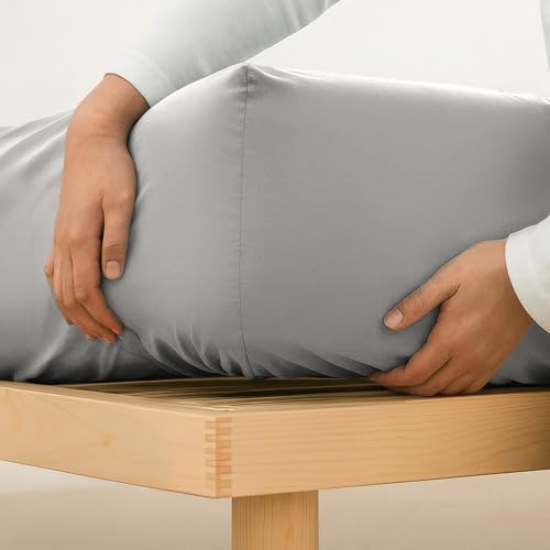 Fitted Sheet Queen – 15'' Deep Pocket Cooling Rayon from Bamboo Mattress Cover, Soft Silky & Breathable Bed Sheet, Wrinkle Resistant, Durable & Comfortable Bedding for All Season, Dove