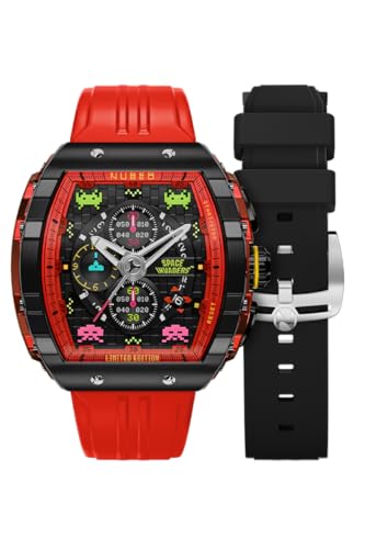Montre chronographe Nubeo Magellan Space Invaders NB-6024-SI bracelet caoutchouc noir