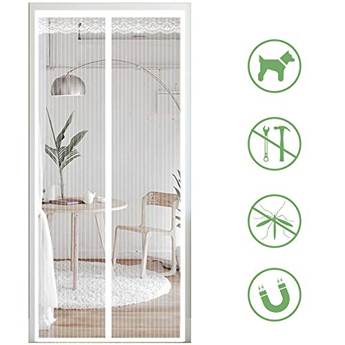 Preisvergleich Produktbild Magnet Fliegen Insekt Fliegengitter Tür Premium,70x190cm(28x75"),super-ende Undurchdringlichen Masche,automatisch Schließung,weiß Masche Vorhang Weiß 70x190cm / 28x75inch