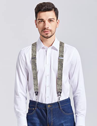 Men's Suspenders With Swivel Hooks And Elastic Straps Y-Back, For Heavy Duty, Big And Tall (Camouflage) #TOP3